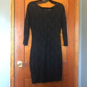 Black lace form fitted dress